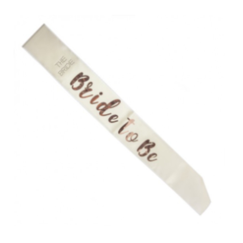 Satin Sash Bride To Be Rose Gold on Ivory