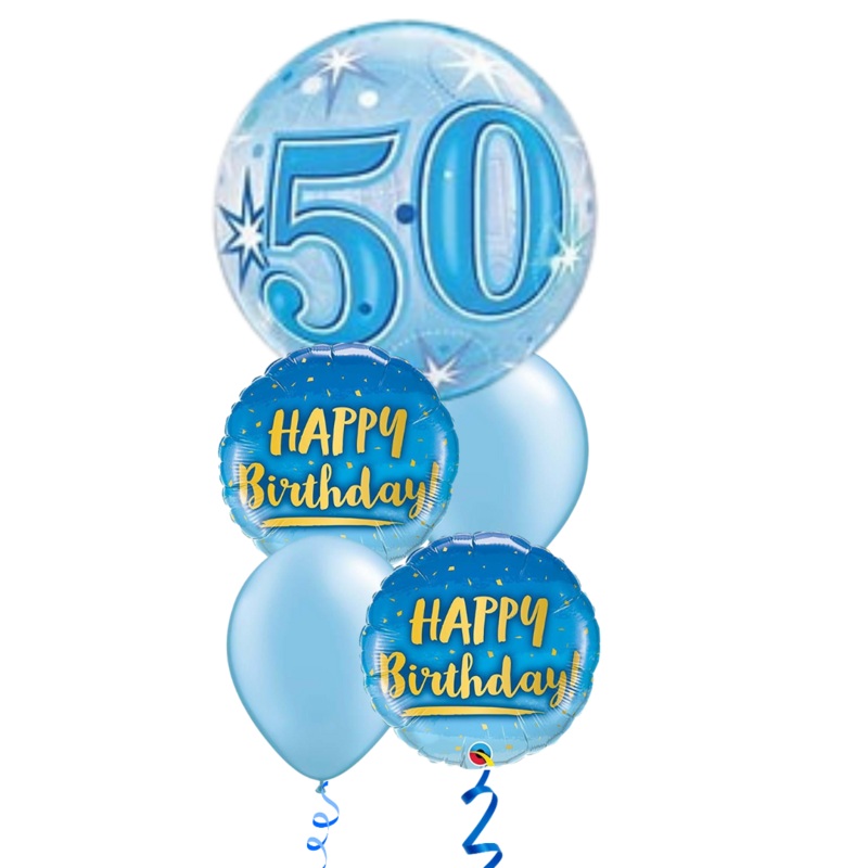 Fifty Starburst Birthday Blue