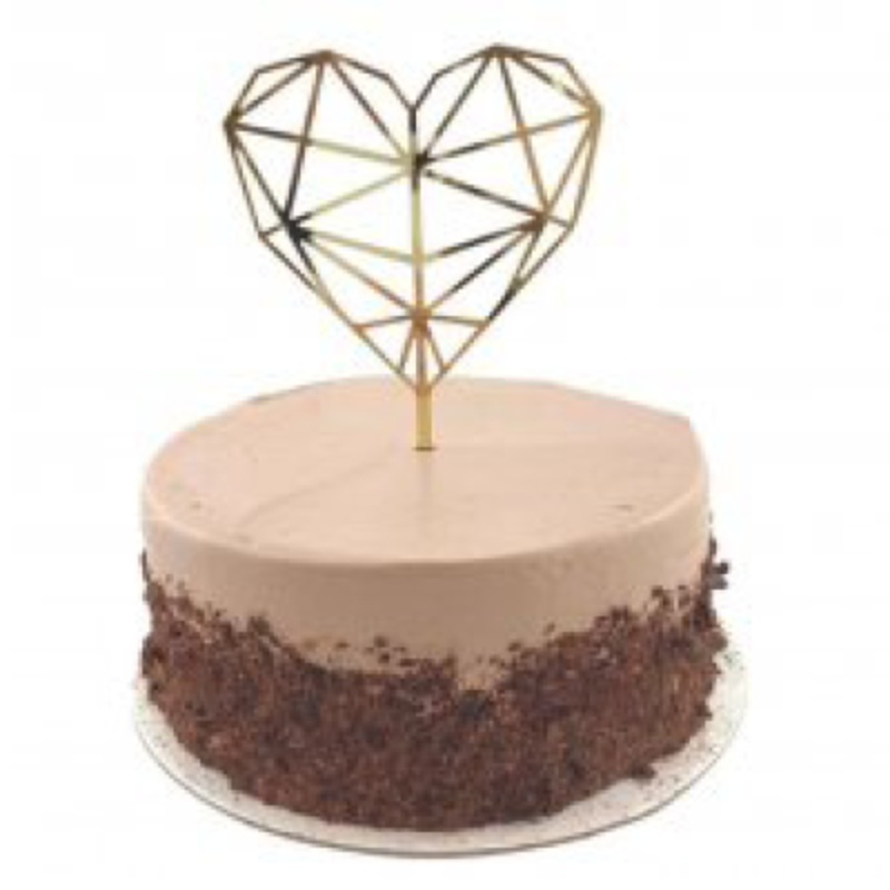 Gold Geometric Love Heart Cake Topper
