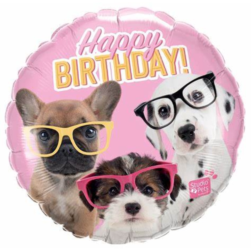 Happy Birthday Dog Pink 45cm