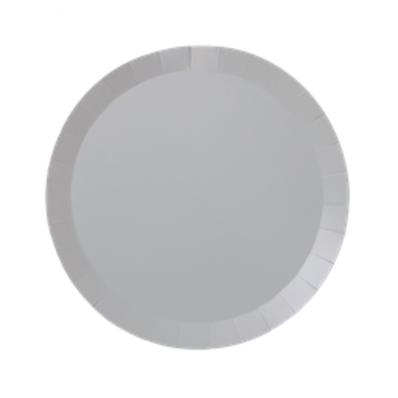 Paper Party Paper Round Snack Plate 7" Cool Grey - 20pk