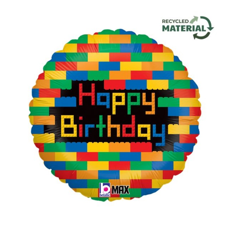 18" Birthday Blocks Foil Balloon Packaged