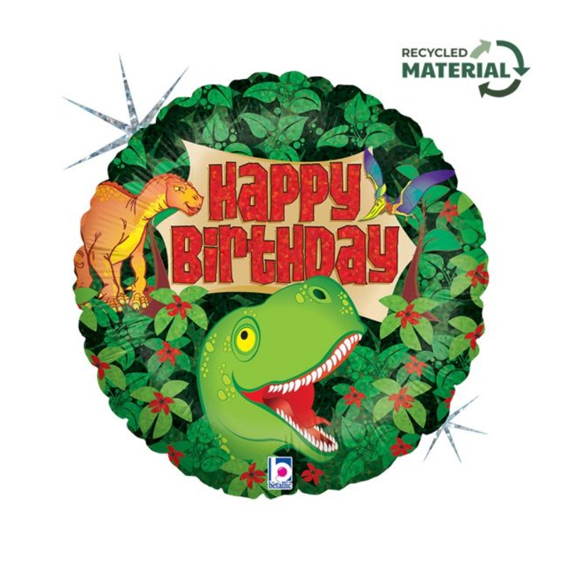 18" Dinosaur Birthday Foil Balloon Packaged