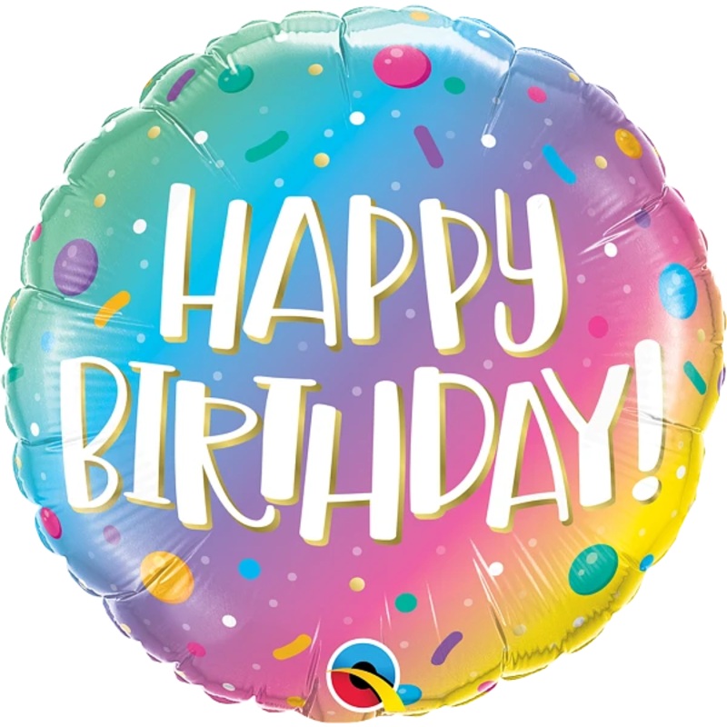 Birthday Ombre Dots & Sprinkles Balloon - 18 inch