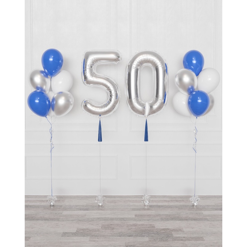 Custom Corporate Double Number Balloons and Balloon Bouquet Set