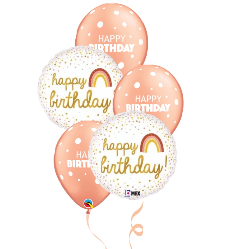 Happy Birthday Rainbow Rose Gold