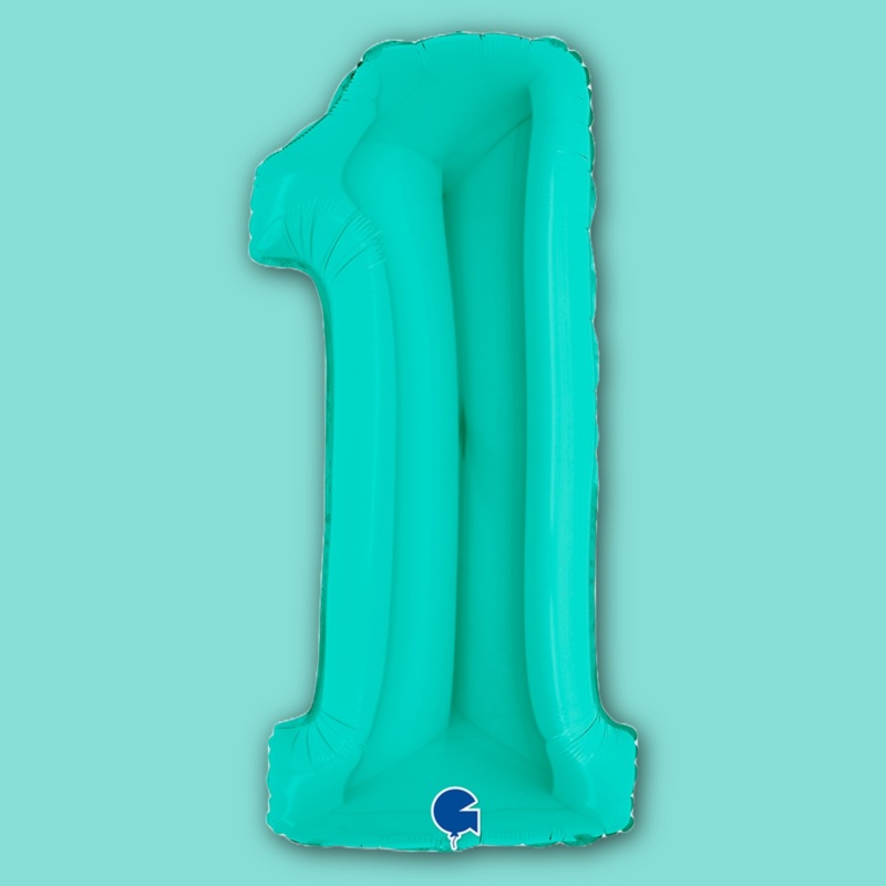 Number 1 Tiffany 40" Foil Balloon Packaged