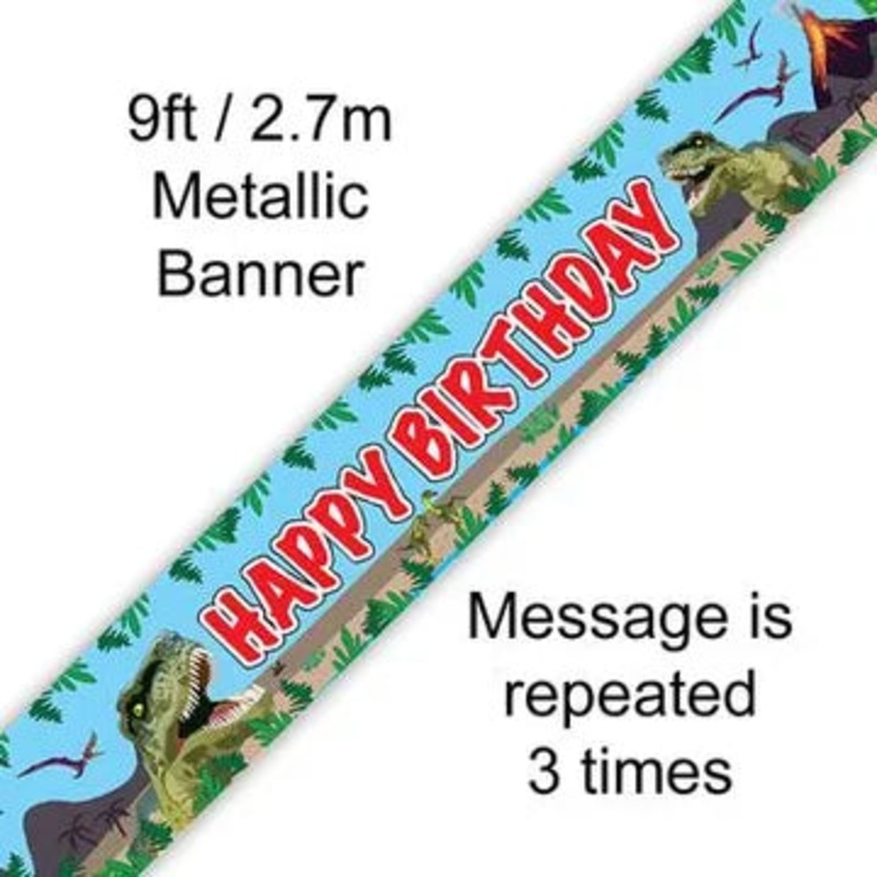 Oaktree 9ft Banner Jurassic Dinosaur Happy Birthday