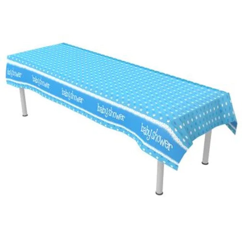 Oaktree Baby Shower Blue Colourfast Plastic Table Cover 137cm x 2.6m 1pc
