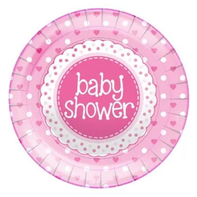 Oaktree Baby Shower Pink 9inch/23cm Plates 8pcs