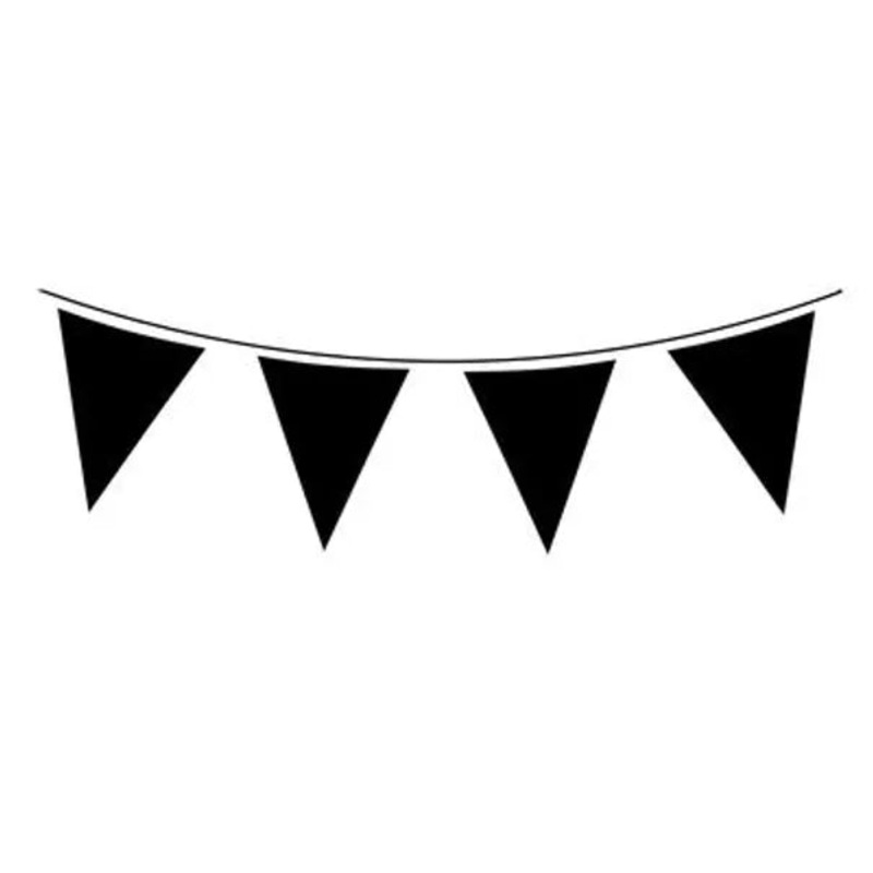 Oaktree Solid Colour Waterproof Bunting 20 flags 20cm x 30cm 10m Black