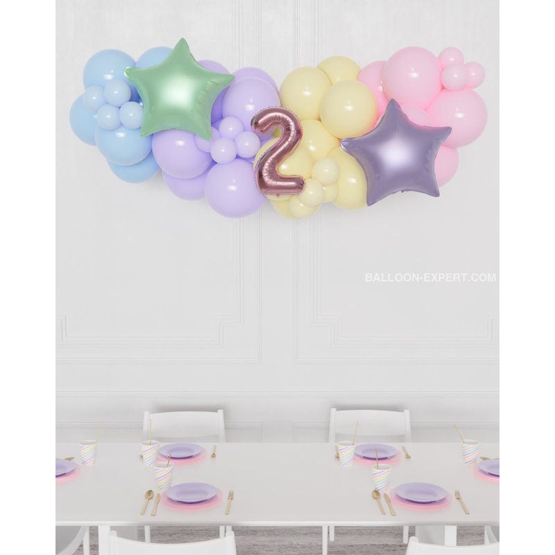 Pastel Rainbow Number Balloon Garland - 5 feet