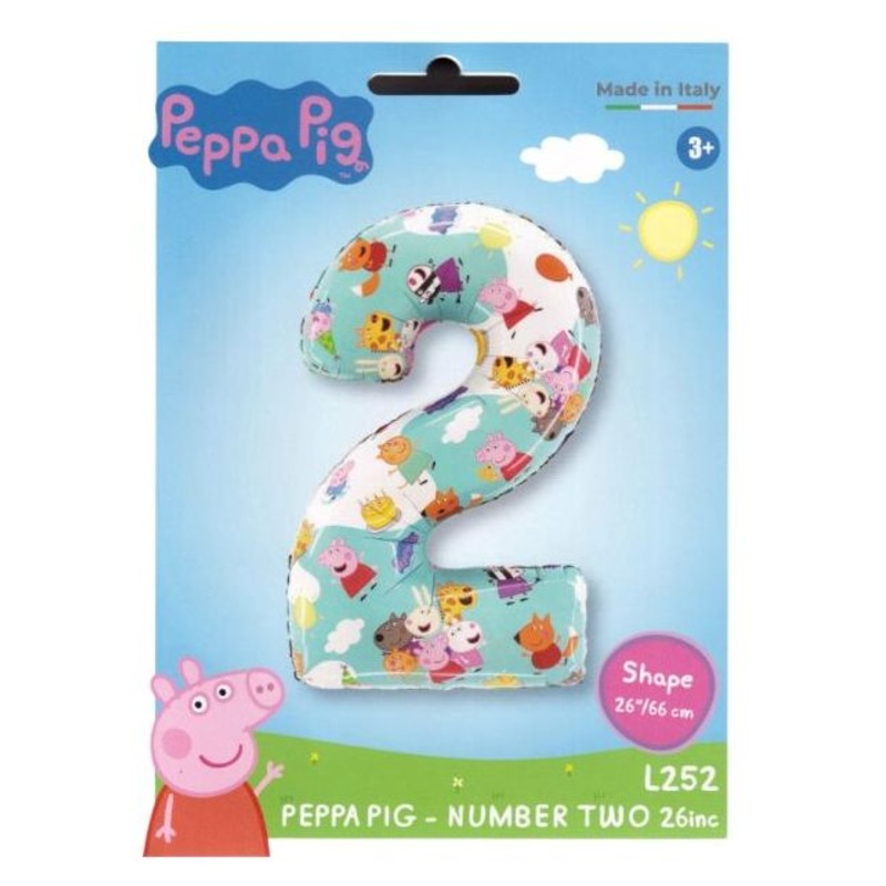 Peppa Pig - Number Two 26" Foil Balloon Packaged