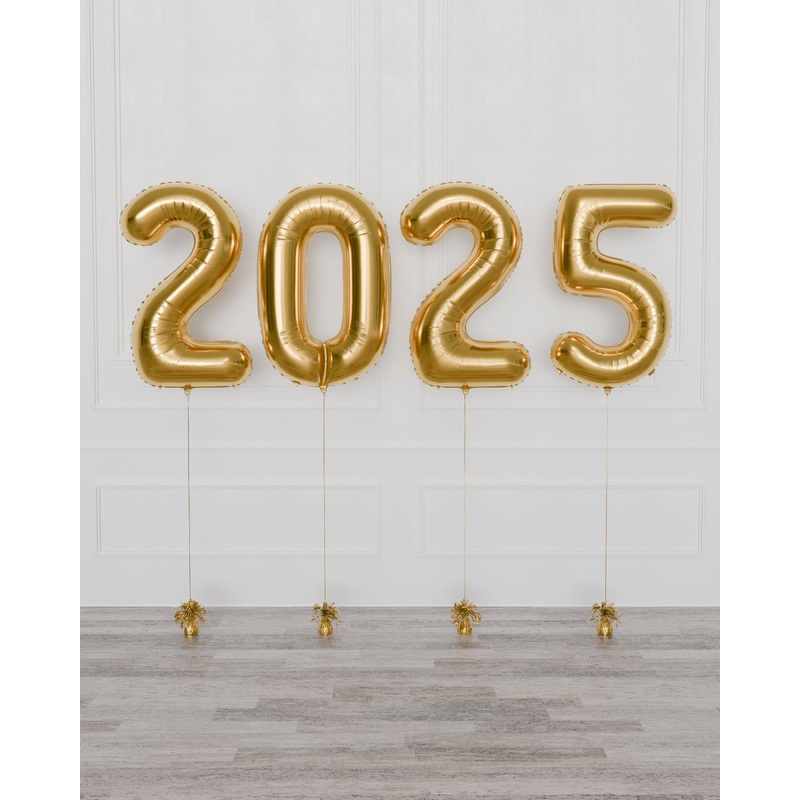 2025 Gold Foil Number Balloons