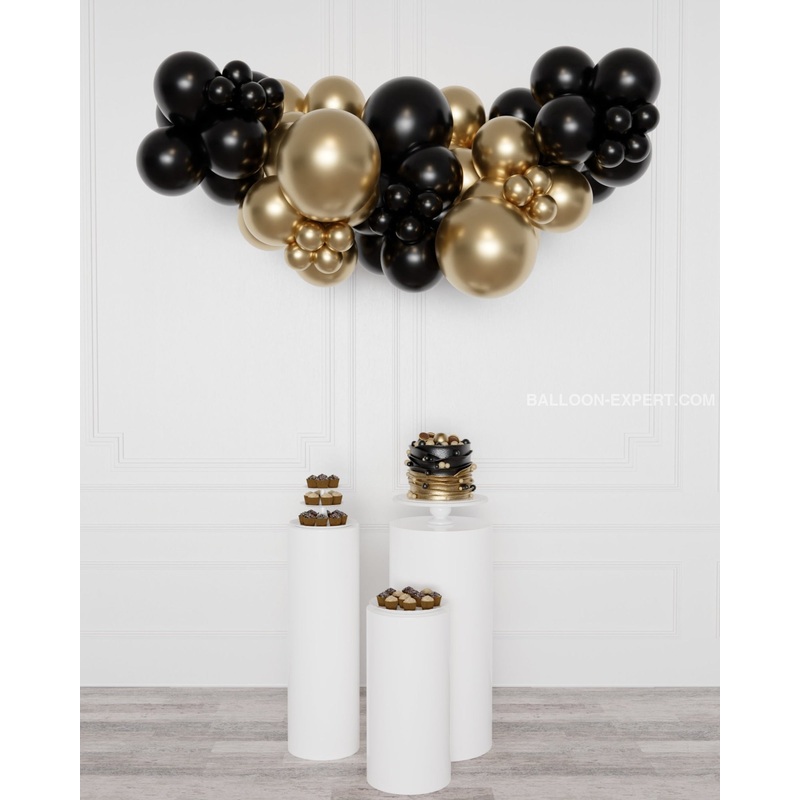 Black and Gold - Balloon Garland, 6 ft