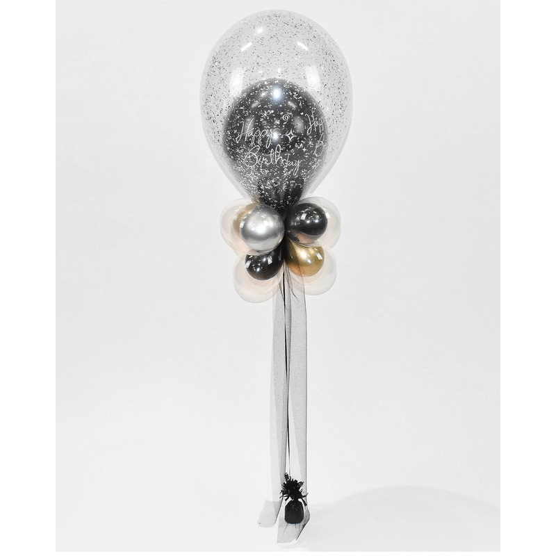 Black & Gold Birthday Balloon Centerpiece
