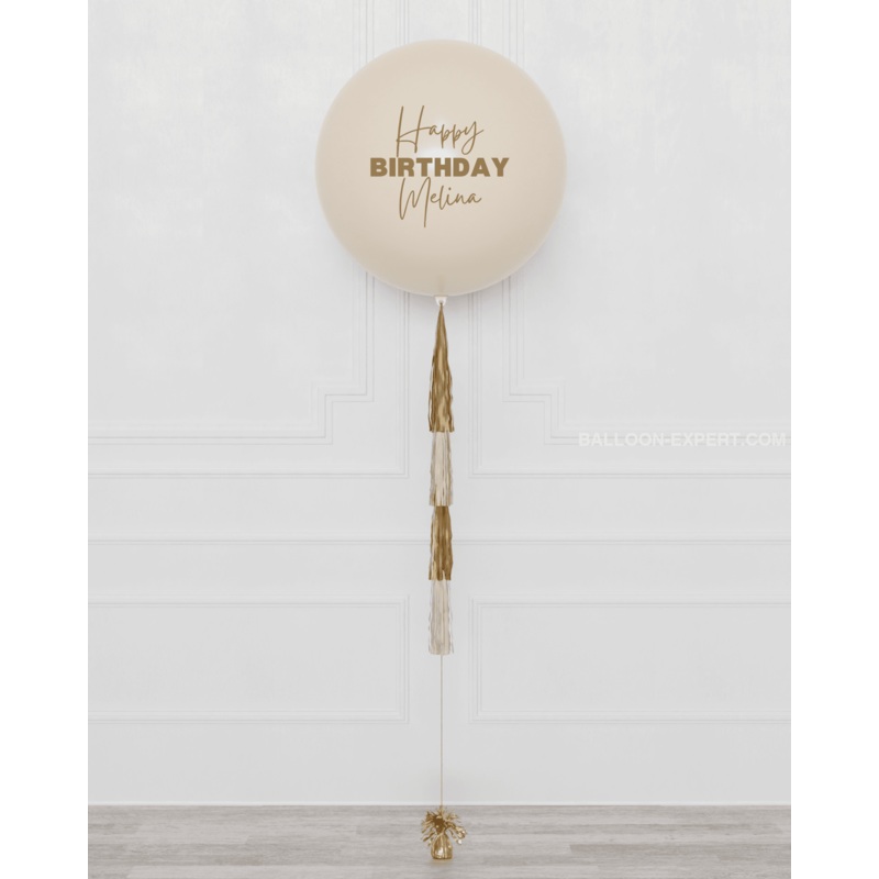 Cashmere and Gold Jumbo Balloon with Tassels
