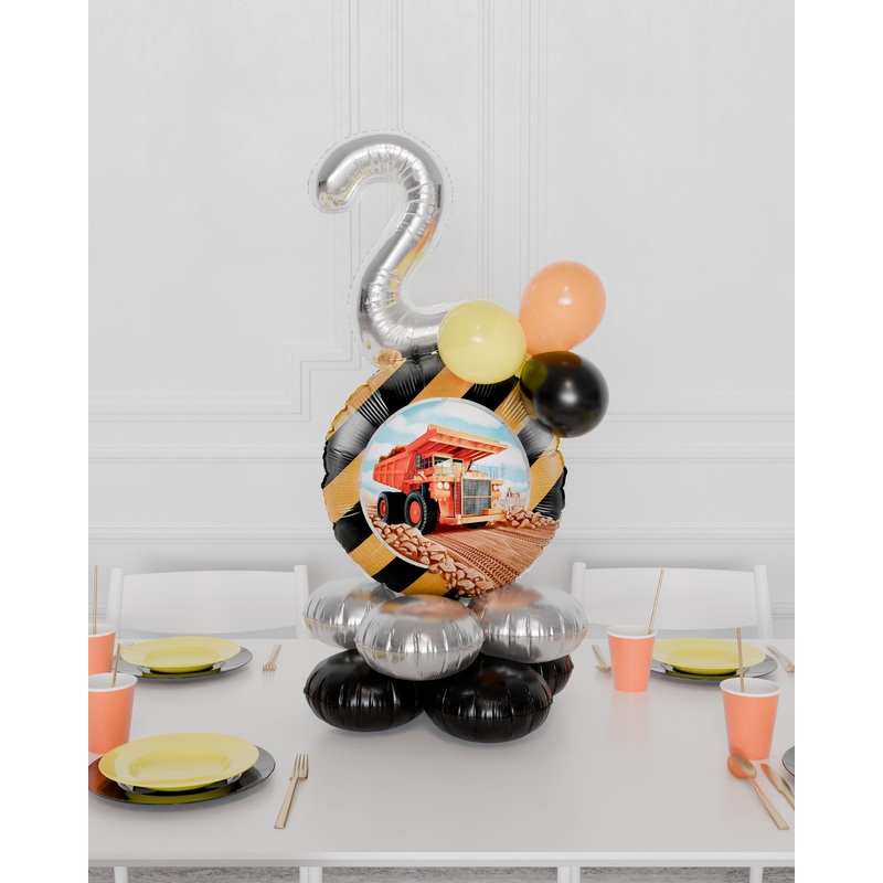 Construction Quad Number Balloon Centerpiece