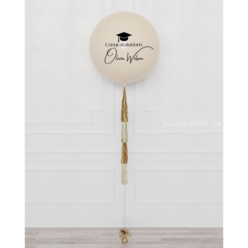 Graduation Cashmere and Gold Jumbo Balloon with Tassels