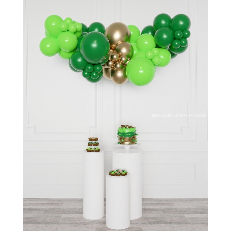 Green and Gold Balloon Garland, 6 ft