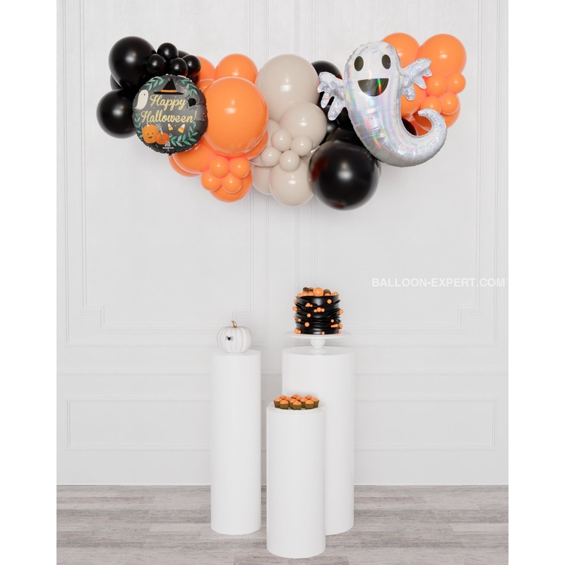 Happy Halloween Ghost Balloon Garland, 6 feet