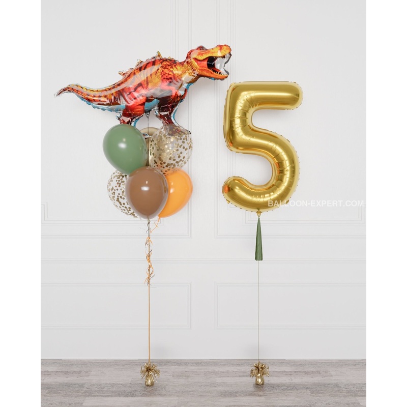 Jurassic World - Supershape Confetti Balloon Bouquet and Number Balloon
