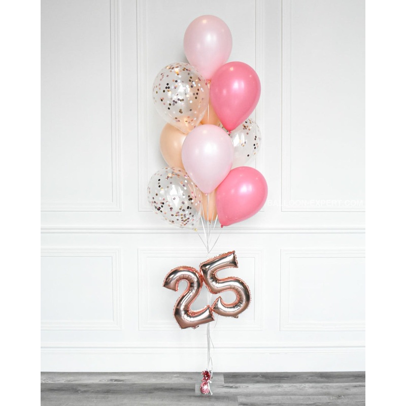 Pink and Blush - Confetti Balloon Bouquet With 16" Number