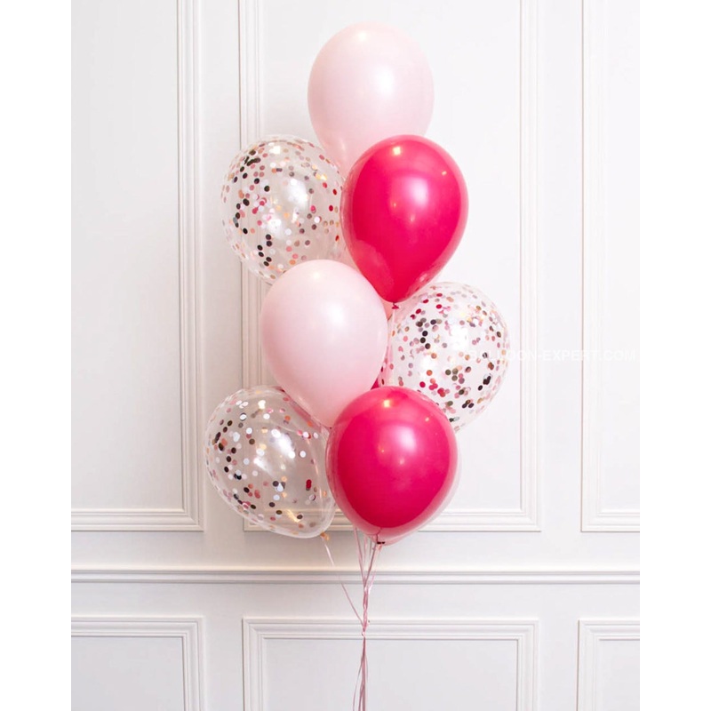 Pink Confetti Balloon Bouquet, 10 Balloons