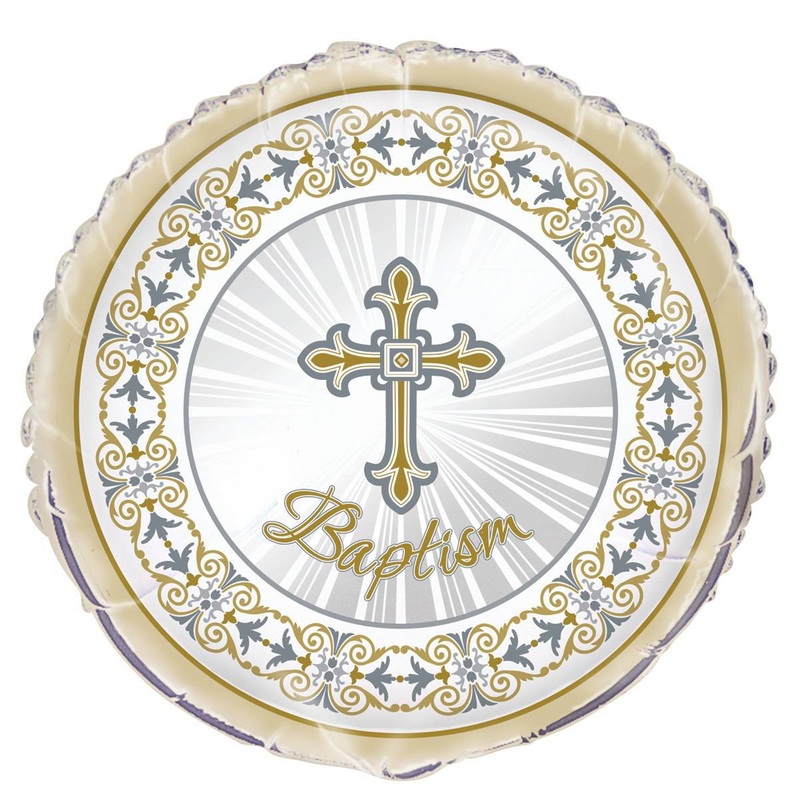 Sil/gld Radiant Cross - Balloon  Baptism 18 In.