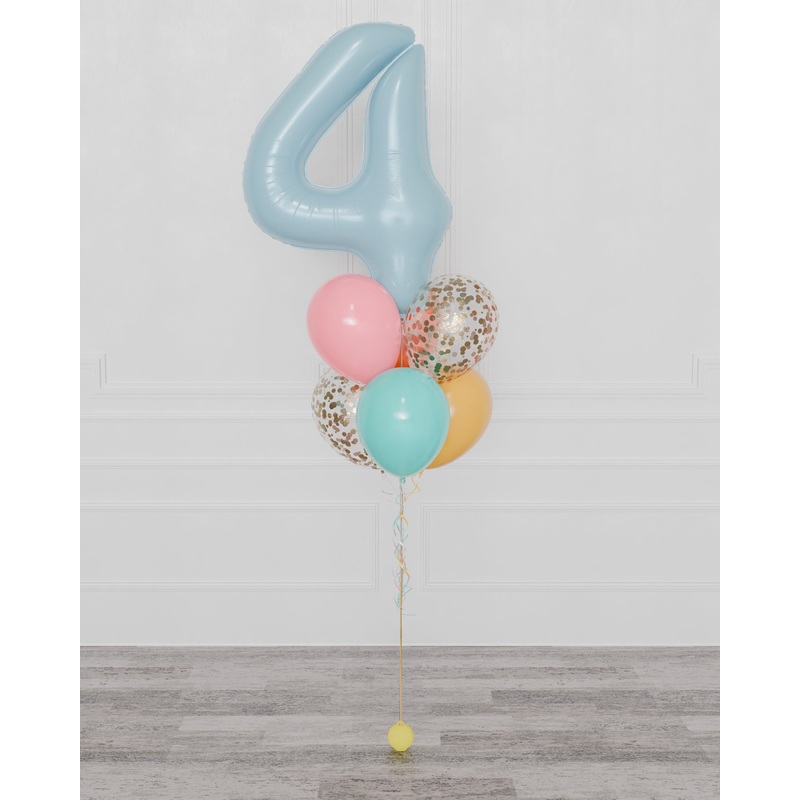 Stitch Number Confetti Balloon Bouquet, 7 Balloons