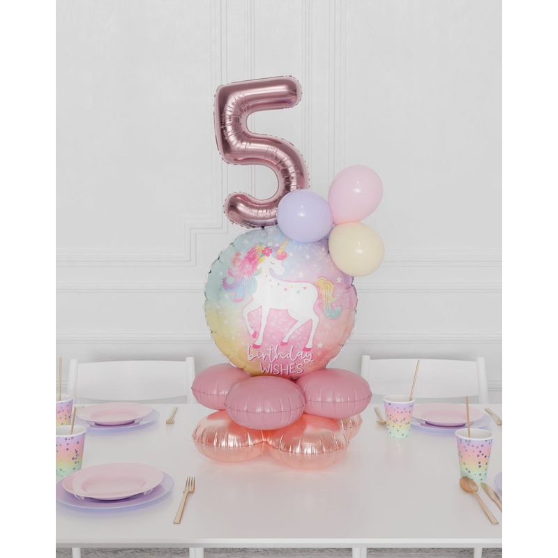Unicorn Quad Number Balloon Centerpiece