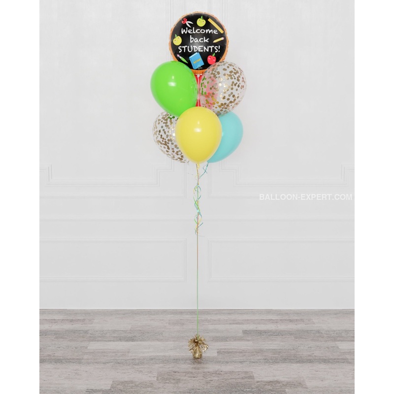 Welcome Back Student Foil Confetti Balloon Bouquet, 7 Balloons