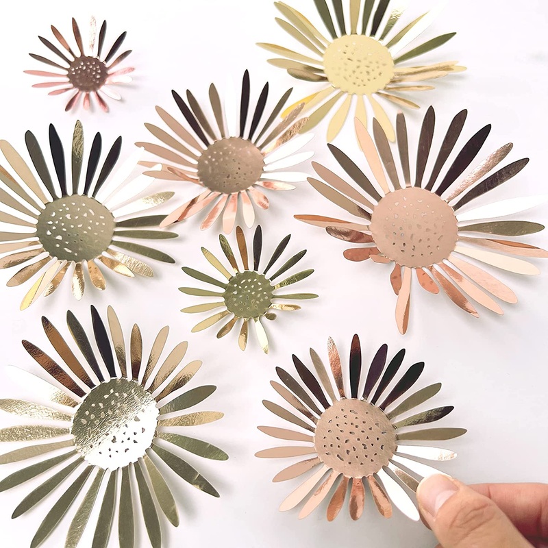 3D Flower Wall Sticker in Rose Gold (40 pcs)