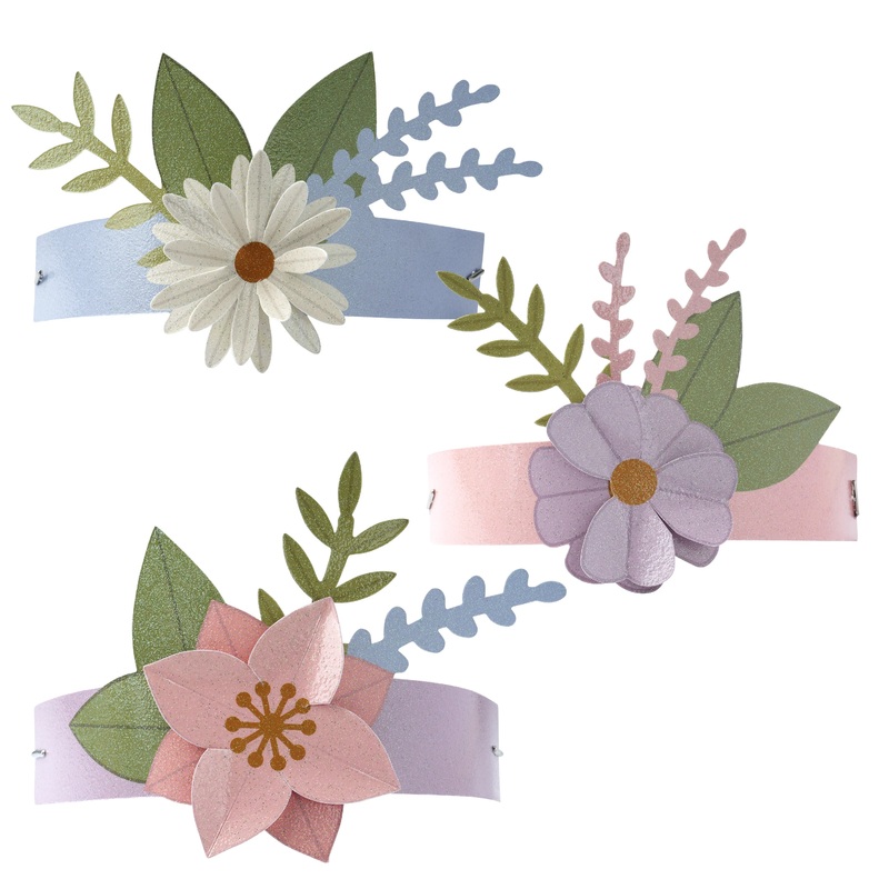 3D Paper Flower Headbands Woodland Fairy Set 12pcs