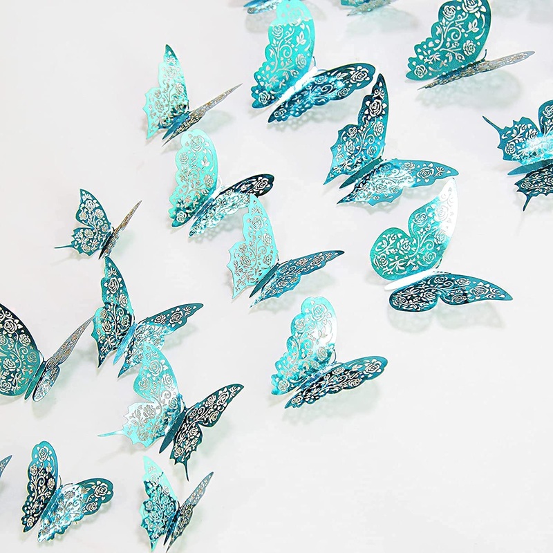 3D Teal Blue Butterfly Wall Stickers (Teal Blue C)