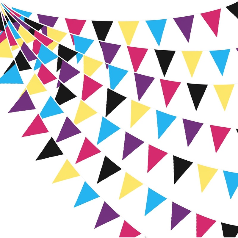 80's Theme Party Decorations Vintage Flag Pennant Banner (32Ft)