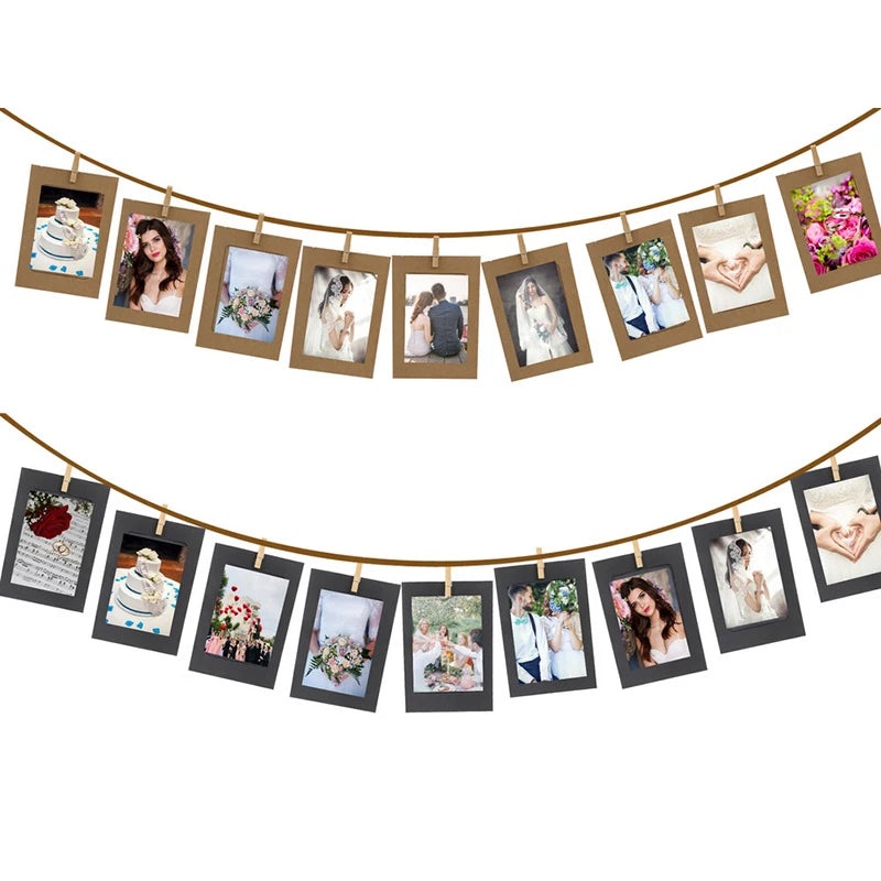 8inch Black White Brown Paper Photo Frames Garlands (10Pcs)