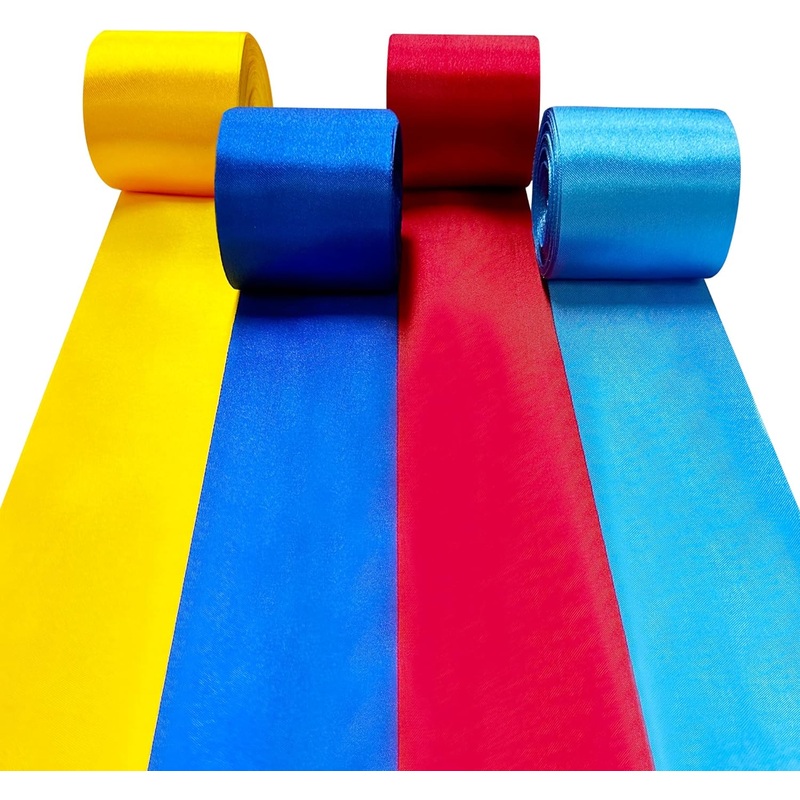 Birthday Clown Party Satin Ribbon in Red, Blue & Yellow (197Ft)