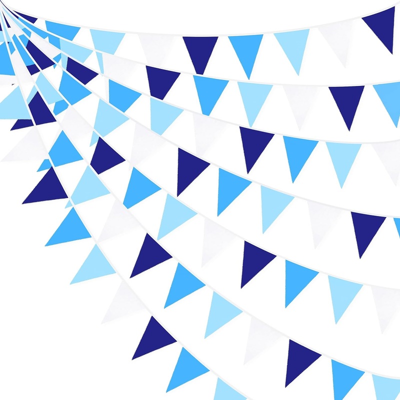 Blue Theme Pennant Flag Banner in Royal Blue, Blue & White (32Ft)