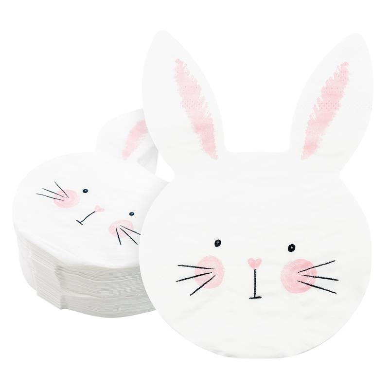Bunny Shaped Paper Napkins in White (50 pcs)