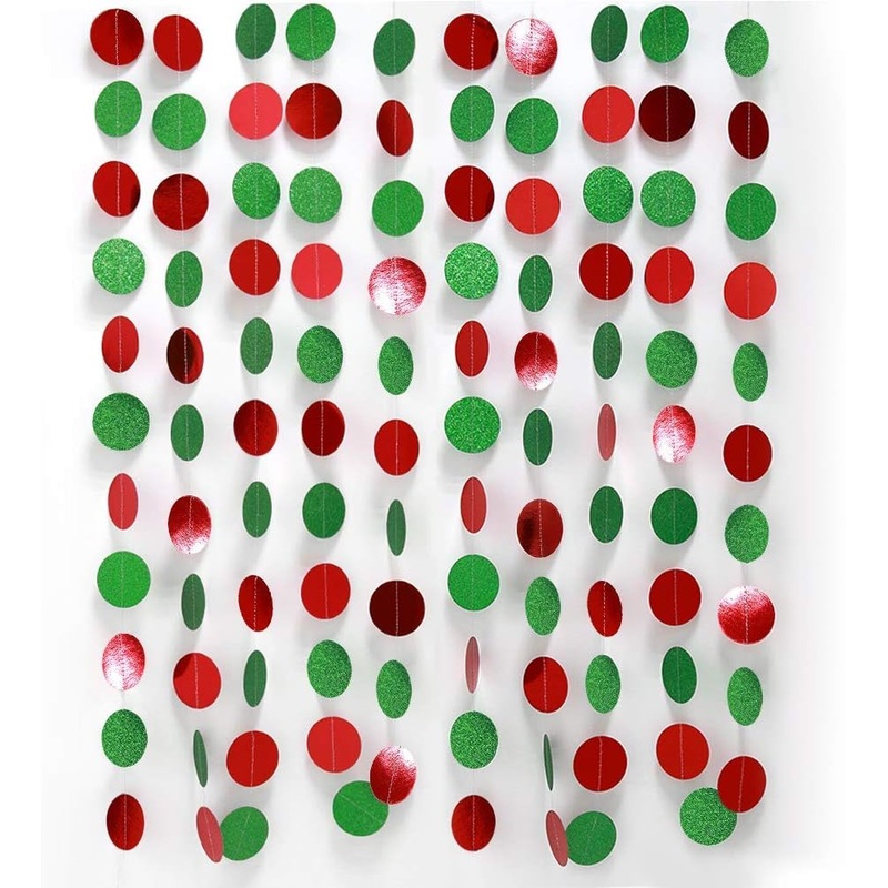 Circle Garland Banners Set in Green and Red (52ft)