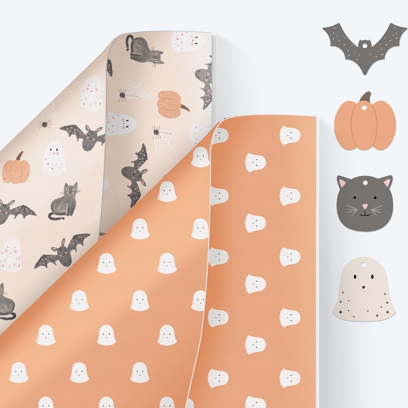 Cute Halloween Wrapping Paper (12 sheets)