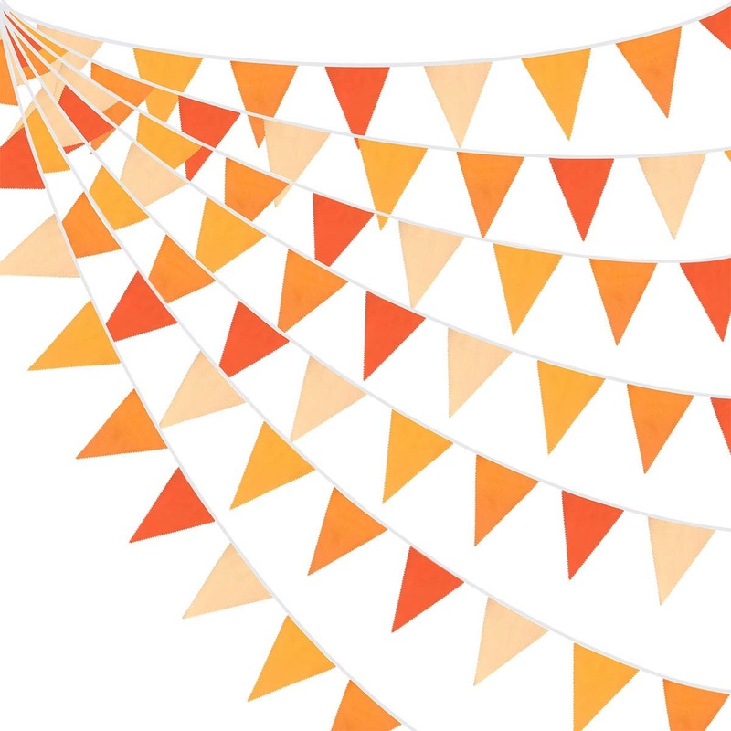 Fall Decor Fabric Flag Banner in Orange and Yellow (10M)