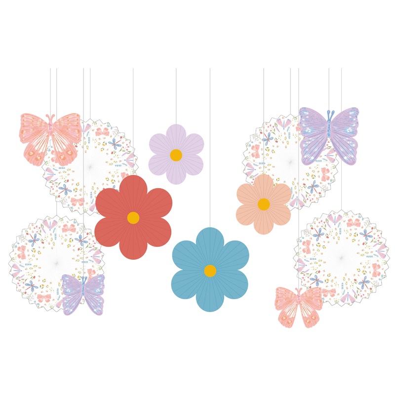 Garden Party Butterfly Paper Fan Set (12 Pcs)