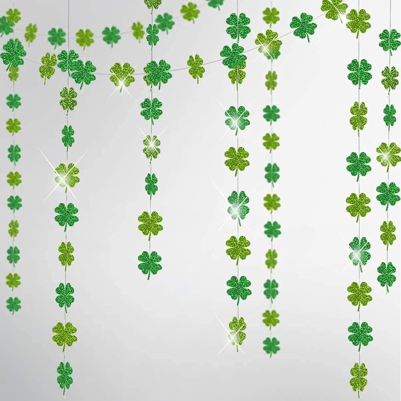 Glitter Shamrock Clover Garland (52ft)