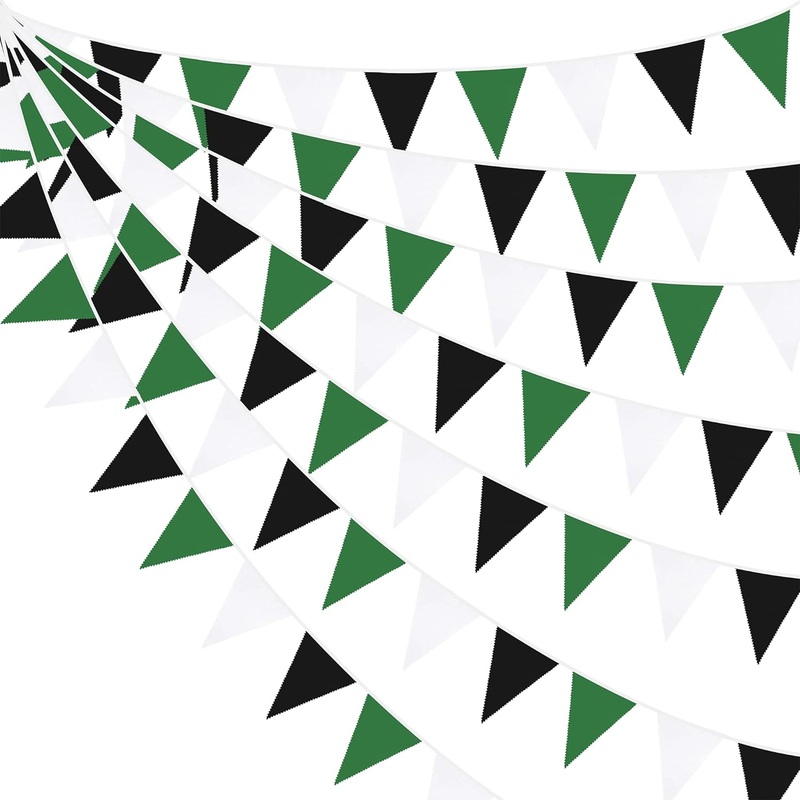 Graduation Decor Fabric Flag Banner in Green, White & Black (32Ft)