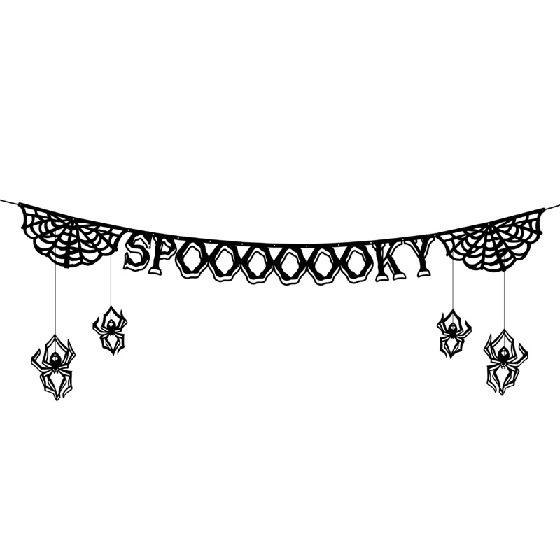 Halloween Spooky Banner with Spiders & Spider Web Banner