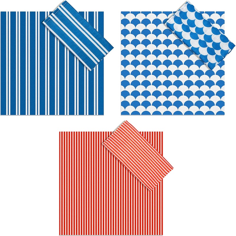 Independence Day Patriotic Fabric Napkins in Red Blue White (6pcs)