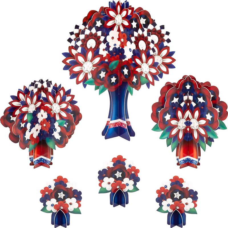 Independence Day Table Decorations in Red, Blue and White (6pcs)