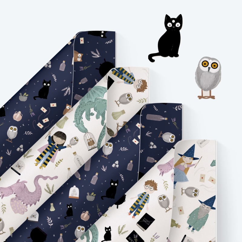 Magical World Themed Gift Wrapping Paper Set (12 Sheets